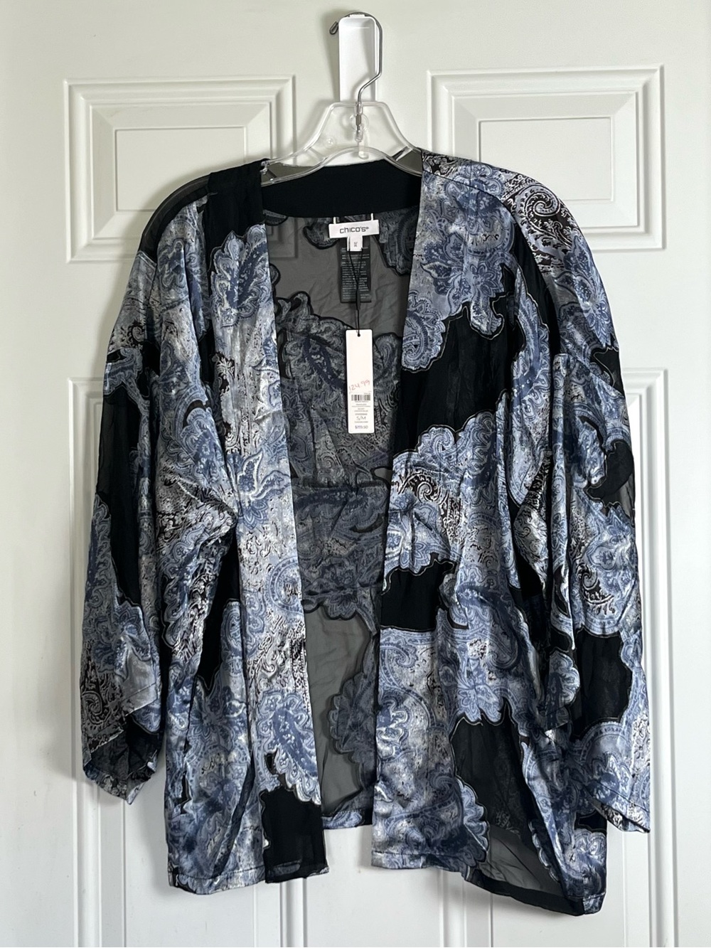 Chico’s Travelers Paisley Burnout Kimono Jacket Small/Medium